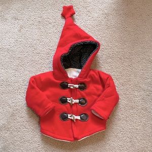 Red heavyweight fleece coat 12-18 months